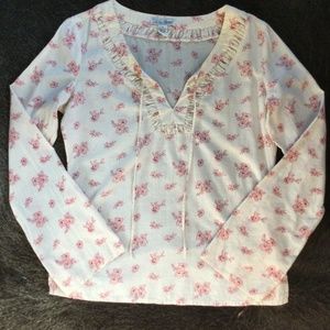 Lucky Brand Floral Print Peasant Blouse